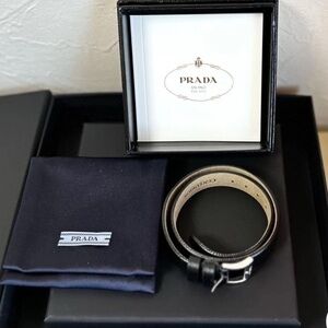 Prada men’s leather double wrap bracelet nwot pouch classy